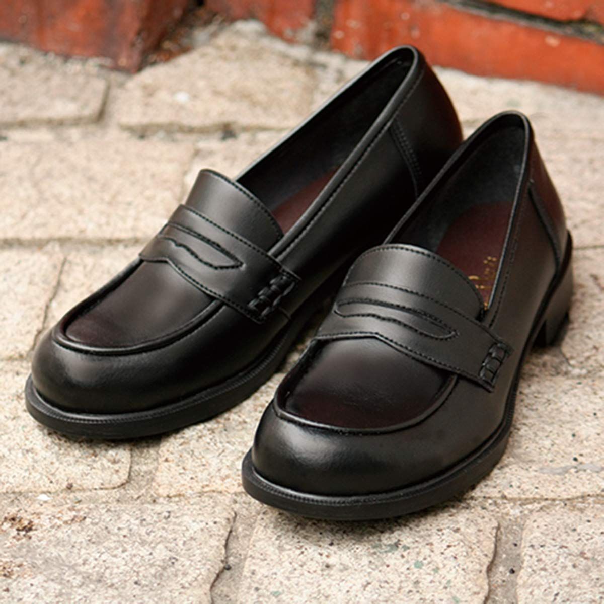 やさしい靴工房 Belle & Sofa] ローファー レディース 学生 歩きやすい 痛くない 柔らかい 靴 コインローファー 外反母趾 ゆったり  ヴィーガンレザー 大きいサイズ 小さいサイズ A6407｜コインローファー レディース23.5㎝ 痛くない 疲れにくい