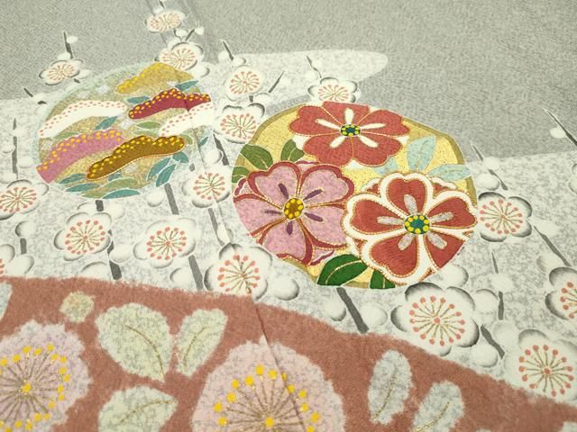 平和屋本店□極上 京友禅の第一人者 松井青々 訪問着 駒刺繍 草花丸文