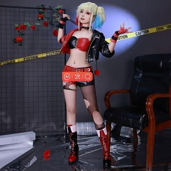 ハーレイクイン コスプレ衣装 ウィッグ付き 大人用 ジョーカー 