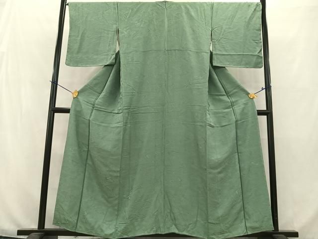 平和屋着物□上質な色無地 流水鹿の子地紋 深川鼠色 正絹 逸品