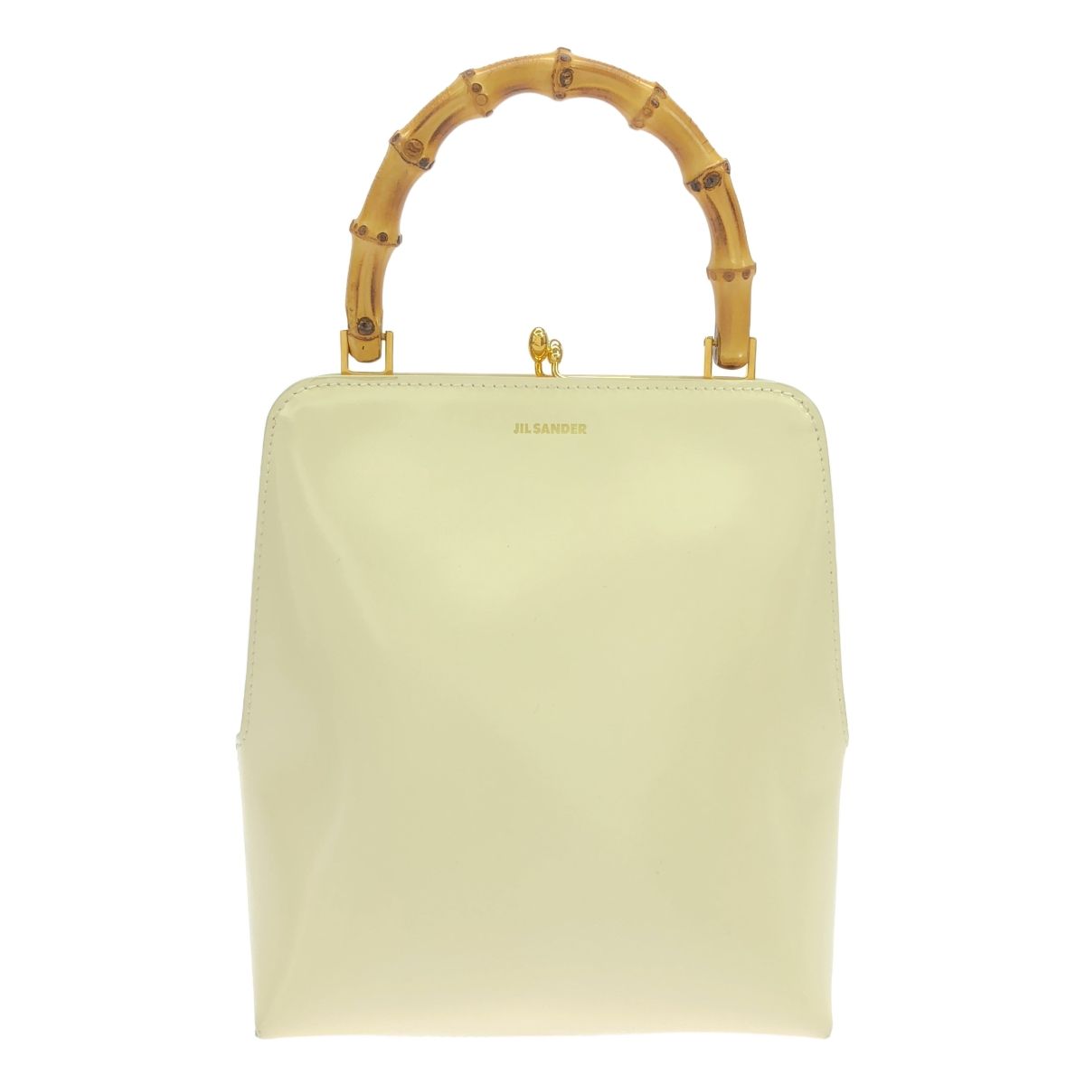 JIL SANDER | ジルサンダー | Goji Bamboo Square | レザー ロゴ がま口 バンブー ハンドル バッグ | ベージュ | レディース