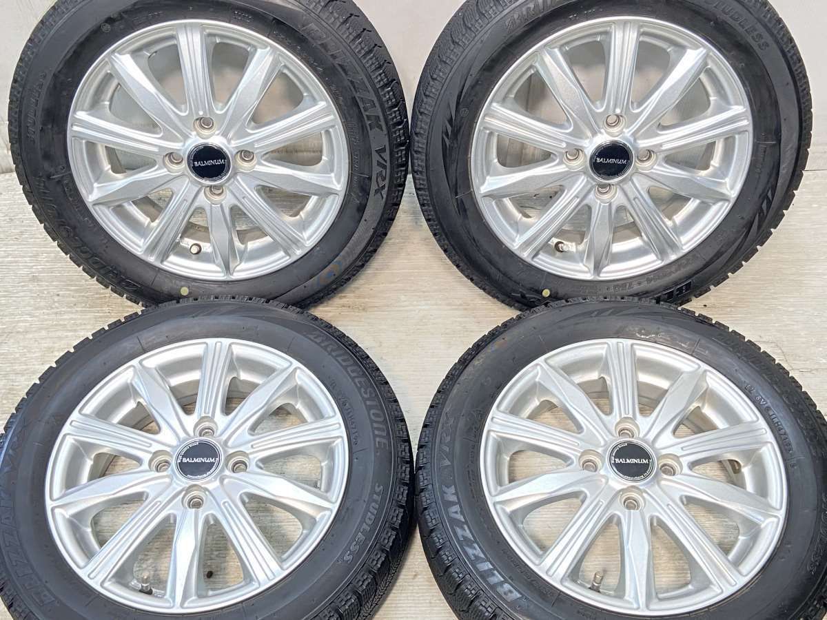 155/65R14  nブリヂストン ブリザック VRX n　 BALMINUM n14x4.5 45 100-4穴 n中古タイヤ スタッドレスタイヤ ホイールセット 4本セットn w14240808016