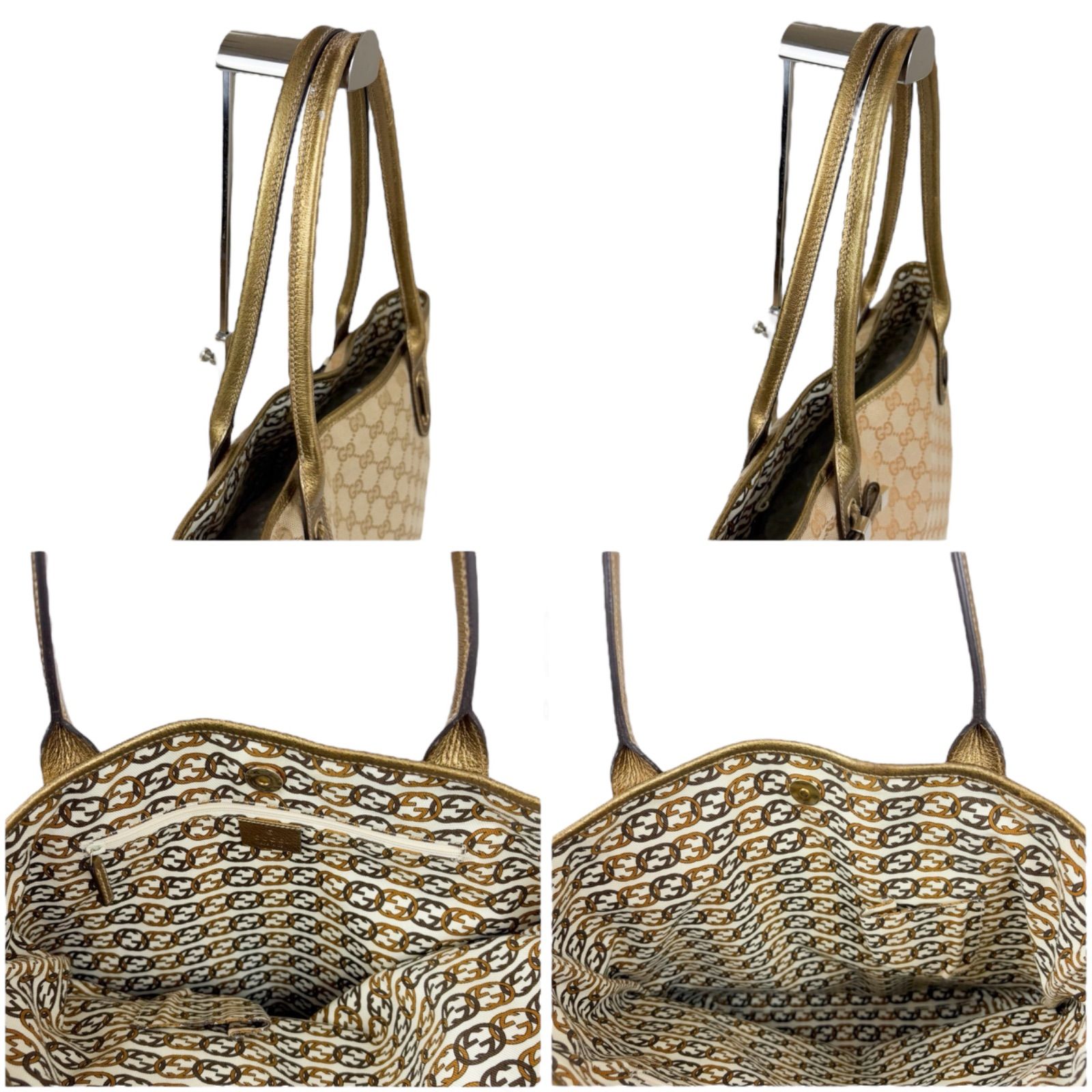 GUCCI グッチ GG柄 トートバッグ GGキャンバス ゴールド ベージュ