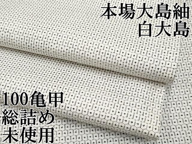 平和屋本店■極上　本場大島紬　白大島　100亀甲　総詰め　逸品　未使用　CYAA2336s5 平和屋本店□極上 本場大島紬 白大島 100亀甲 総詰め 逸品 未使用