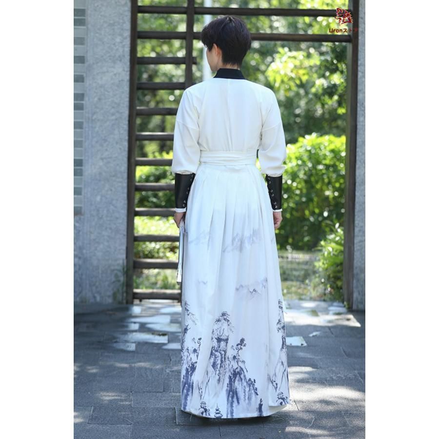 全商品業界最安値に挑戦！ メンズ用 チャイナ服 漢服 中華コスプレ衣装 4点セット 5点セット 白 交差襟 山水 プリント 鶴 タンチョウ 刺繍 振袖の羽織 おしゃれ 中華 BJ0903ML335 多彩な品揃え。