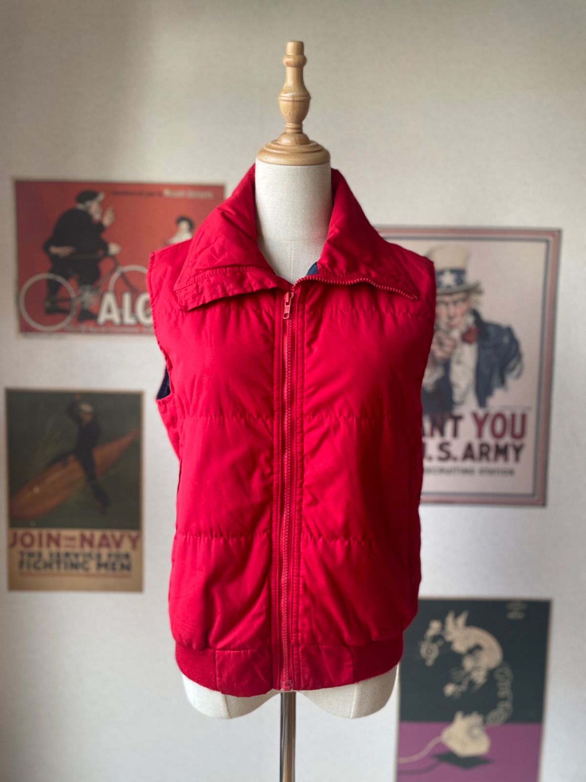 70s Woolrich ウールリッチ ダウンベスト 白タグ レッド USA製