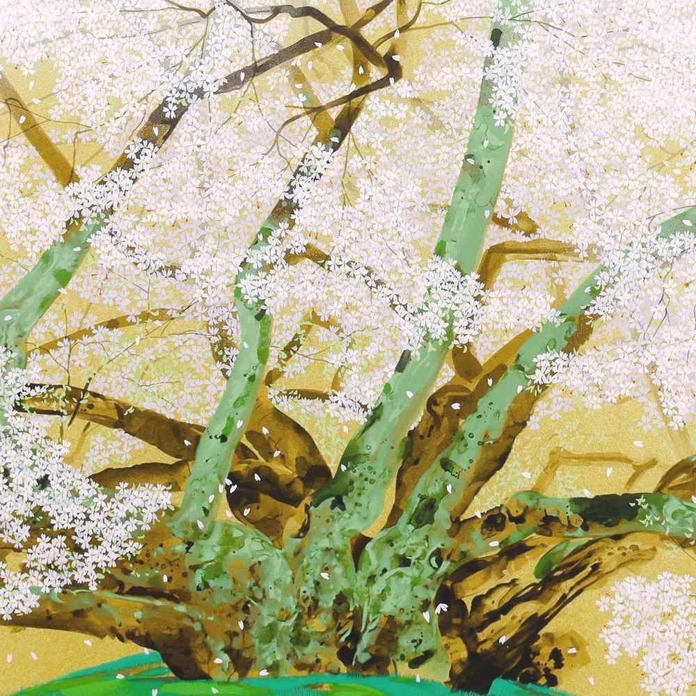 真作】【WISH】中島千波「素桜神社の神代桜」シルクスクリーン