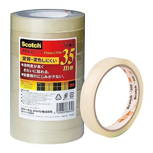 3M スリーエム スコッチ セロハンテープより変色しにくい 透明テープ 大巻 10巻入 15mm×35m 500-3-1535-10P