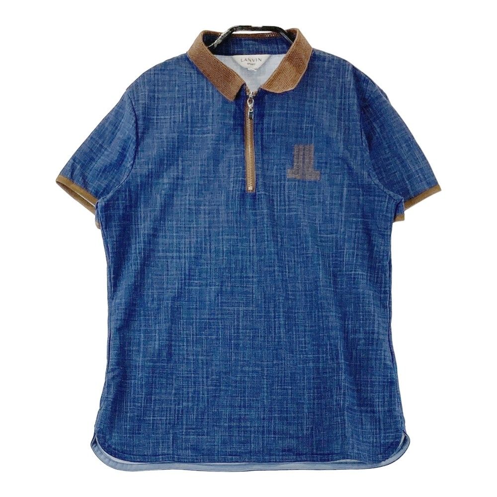 サイズ：40 LANVIN SPORT ランバン スポール  ハーフジップ半袖ポロシャツ  ネイビー系 [240101388678]# ゴルフウェア レディース ストスト