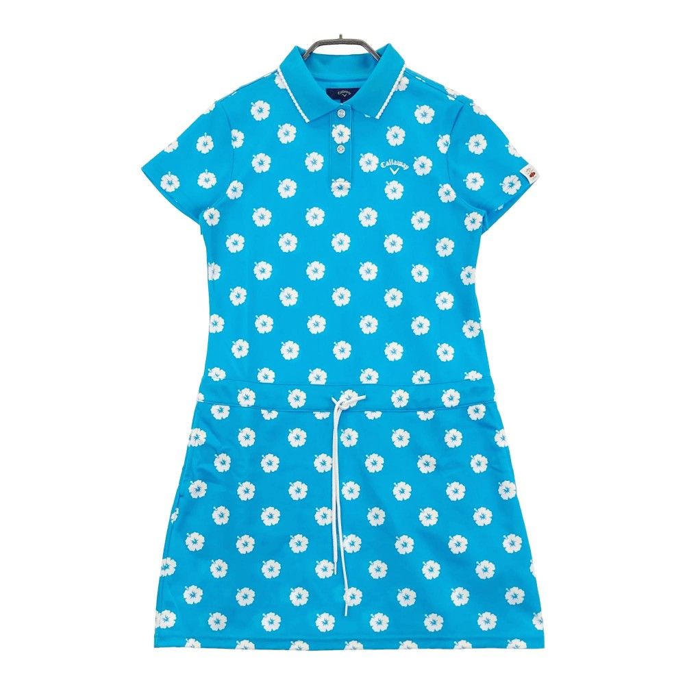 サイズ：M CALLAWAY キャロウェイ 半袖ワンピース ハイビスカス柄