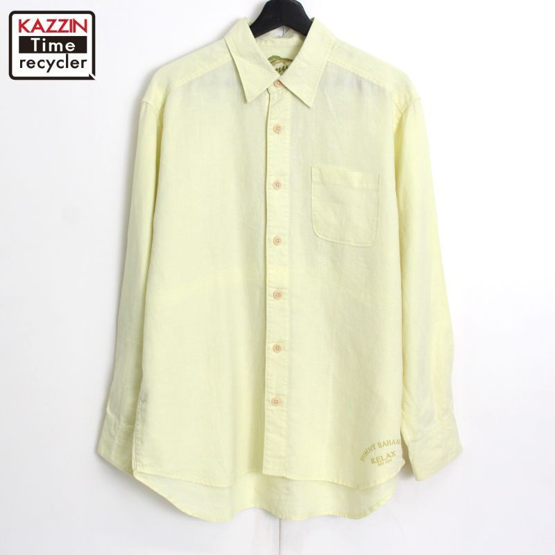 00s Tommy Bahama 無地 リネン 長袖シャツ メンズ 表記Mサイズ