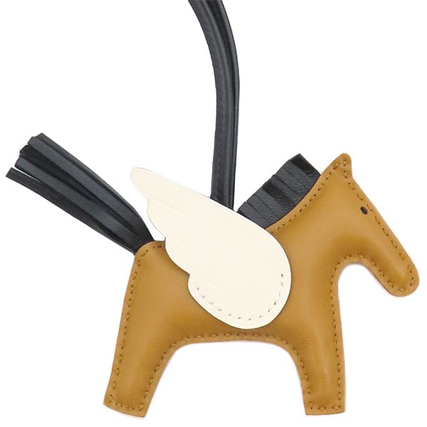 エルメス HERMES バッグチャーム ロデオPM ペガサス アニューミロ セサミ×ブラック×ナタ 茶 黒 アイボリー Z刻印 箱