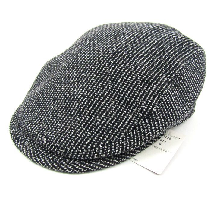 ボルサリーノ ハンチング 帽子 ツイード ブランド シルク混 日本製 ♥品 メンズ M 56.5cm サイズ ブラック Borsalino
