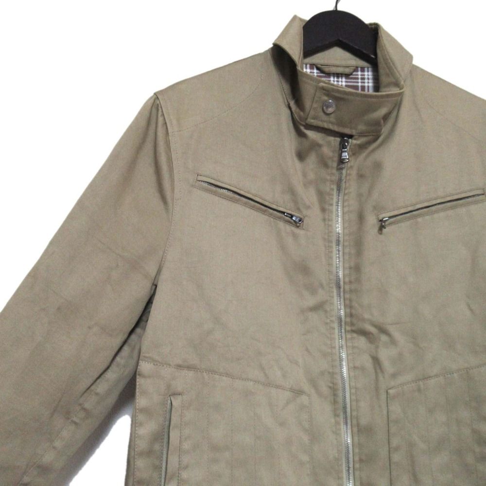 美品 dunhill ダンヒル チェック柄ライニング 撥水 ジップアップ スイングトップ ジャケット ブルゾン Mサイズ ベージュ メンズ 古着 中古 USED