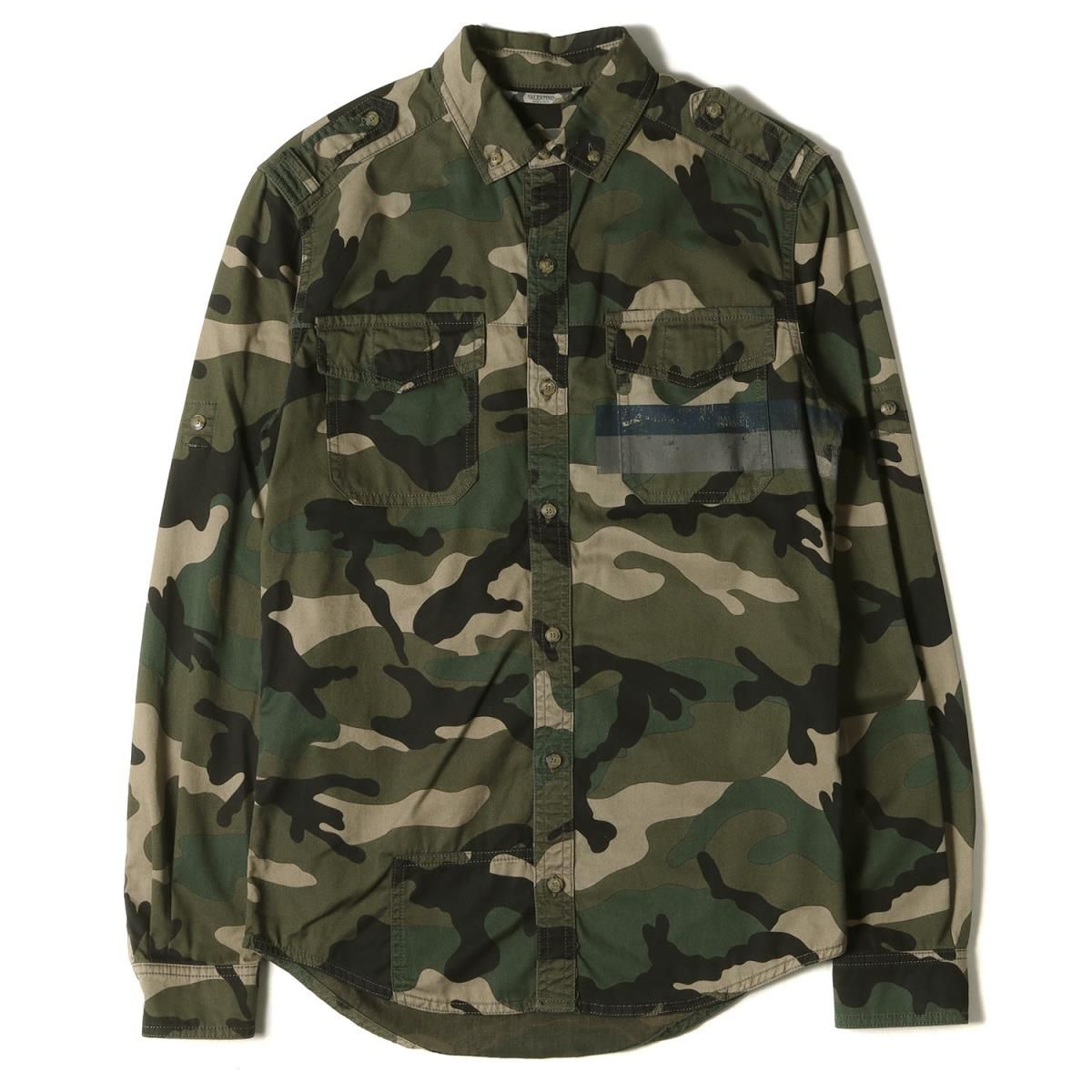 ヴァレンティノ VALENTINO 総柄 カモフラ 迷彩 デザイン シャツ VALENTINO ヴァレンティノ クルーネックTシャツ カモフラ柄 迷彩