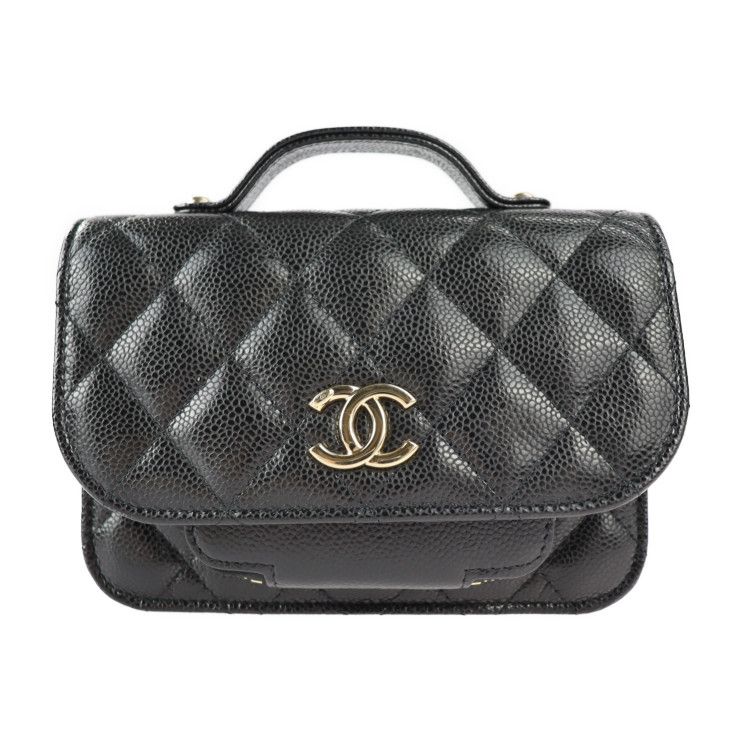 CHANEL シャネル アンフィニティ ミニ ショルダーバッグ AP2914 キャビアスキン ブラック ゴールド金具 マトラッセ ココマーク チェーン  2WAY ハンドバッグ クラッチバッグ 【本物保証】