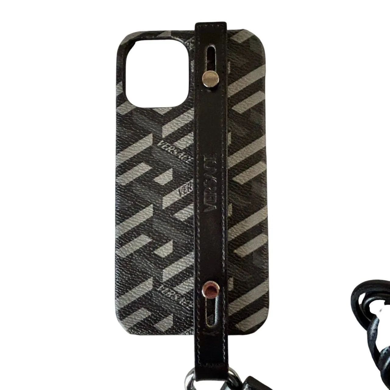 VERSACE ヴェルサーチ スマホケース ストラップ レザー イタリア製 VERSACE ヴェルサーチ スマホケース ストラップ レザー イタリア製