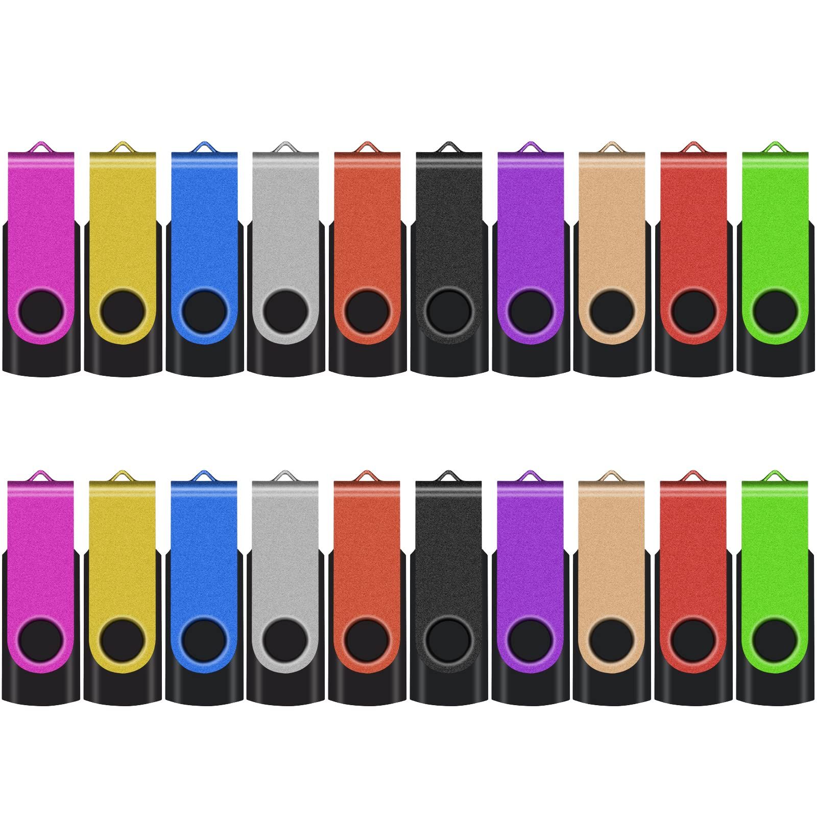 TEWENE USBメモリ 低容量 1GB 50個セット 10色 回転式 フラッシュドライブ 業務用 USB フラッシュメモリー USB2.0 ストラップ付 なスクラブ質感 ミックスグカラー