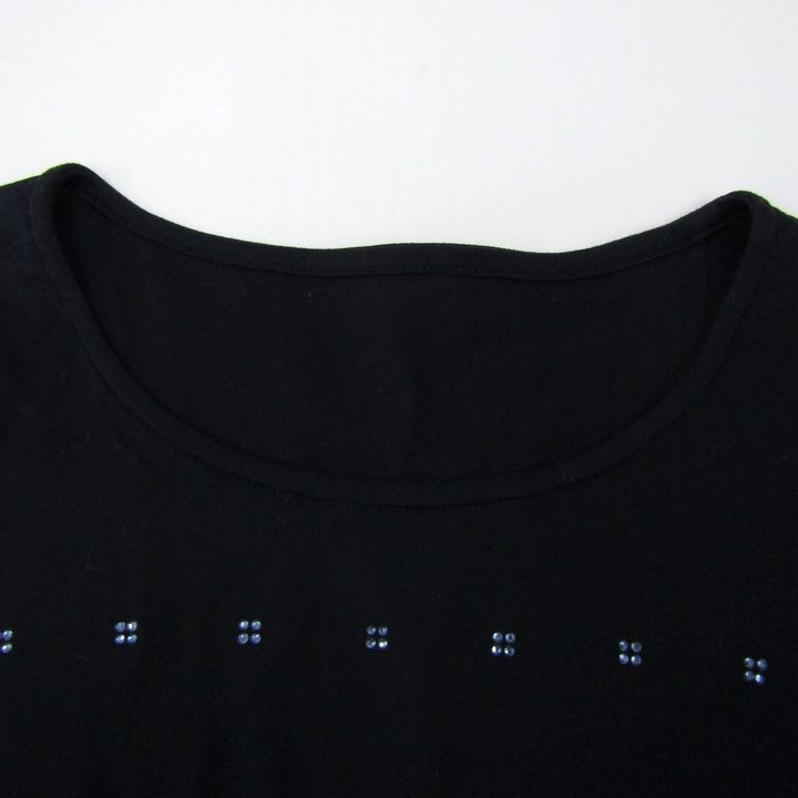 【新品】定価28,600円　レリアン　ネックビジュー半袖tシャツ ブラック13＋ レリアン 半袖Tシャツ クルーネック ビジュー トップス