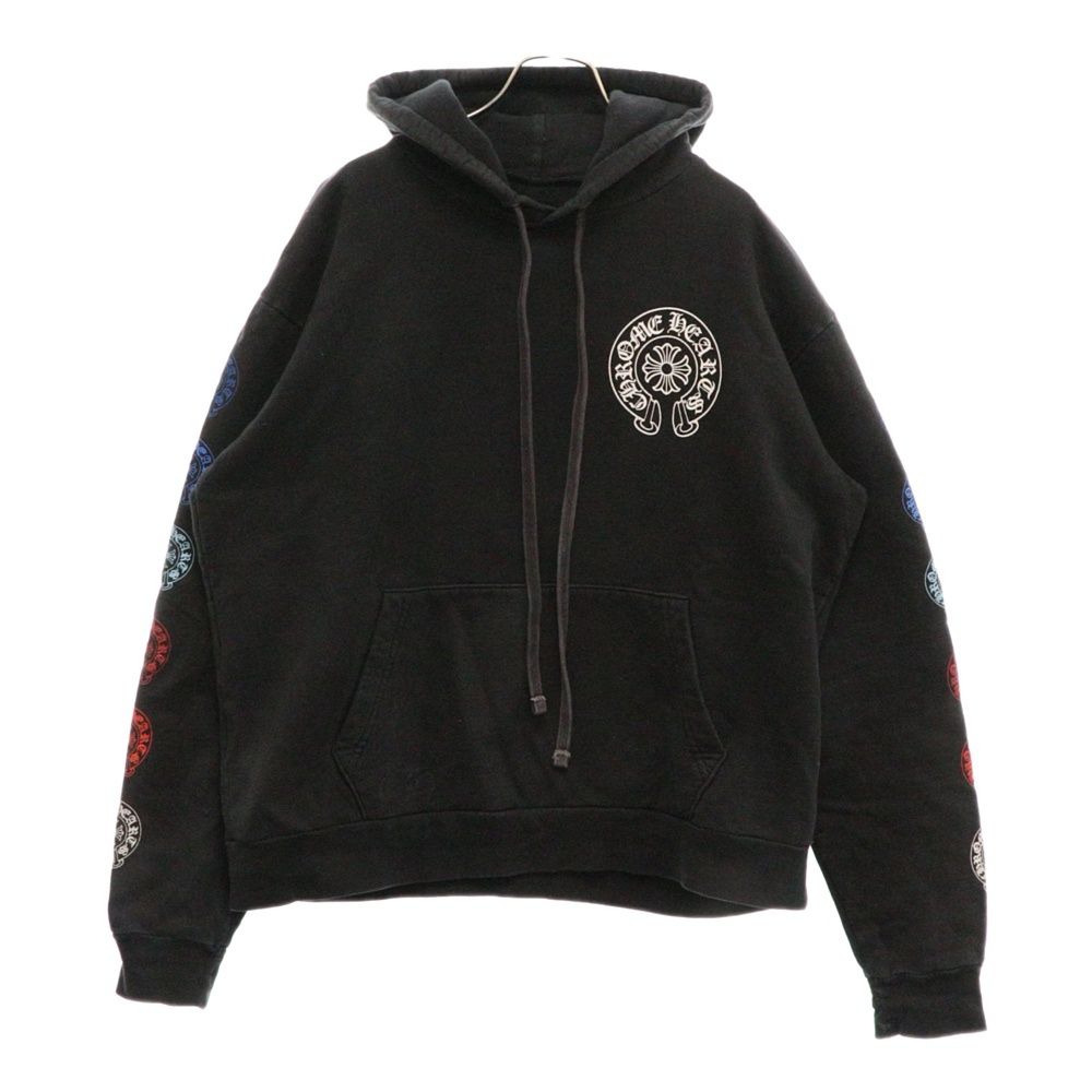 CHROME HEARTS (クロムハーツ) SWTSHRT PLVR 袖マルチホースシュープルオーバーパーカー ブラック