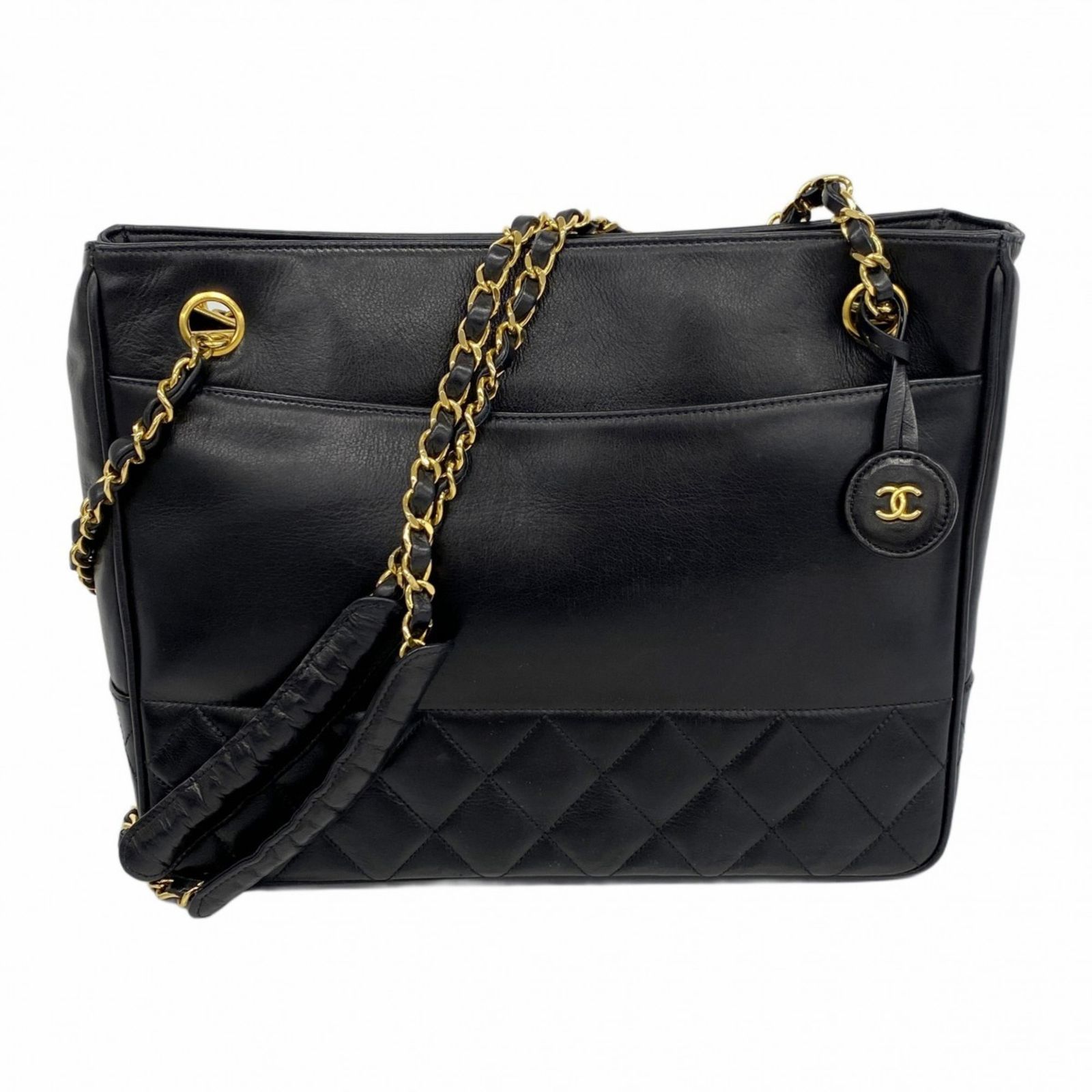 シャネル Chanel シャネル トートバッグ マトラッセ ラムスキン ブラック チェーンレディース