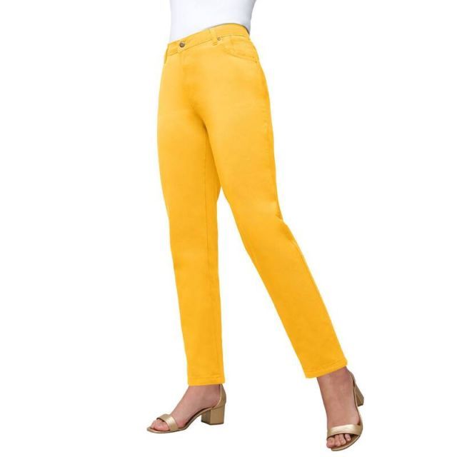 【送料無料】 ジェシカロンドン レディース デニムパンツ ボトムス Jessica London Women's Plus Size True Fit Stretch Denim Straight Leg Jean Sunset Yellow