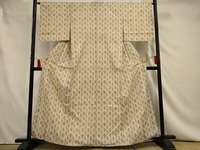 平和屋着物○本場縞大島紬 染大島 訪問着 幾何学文様 正絹 逸品