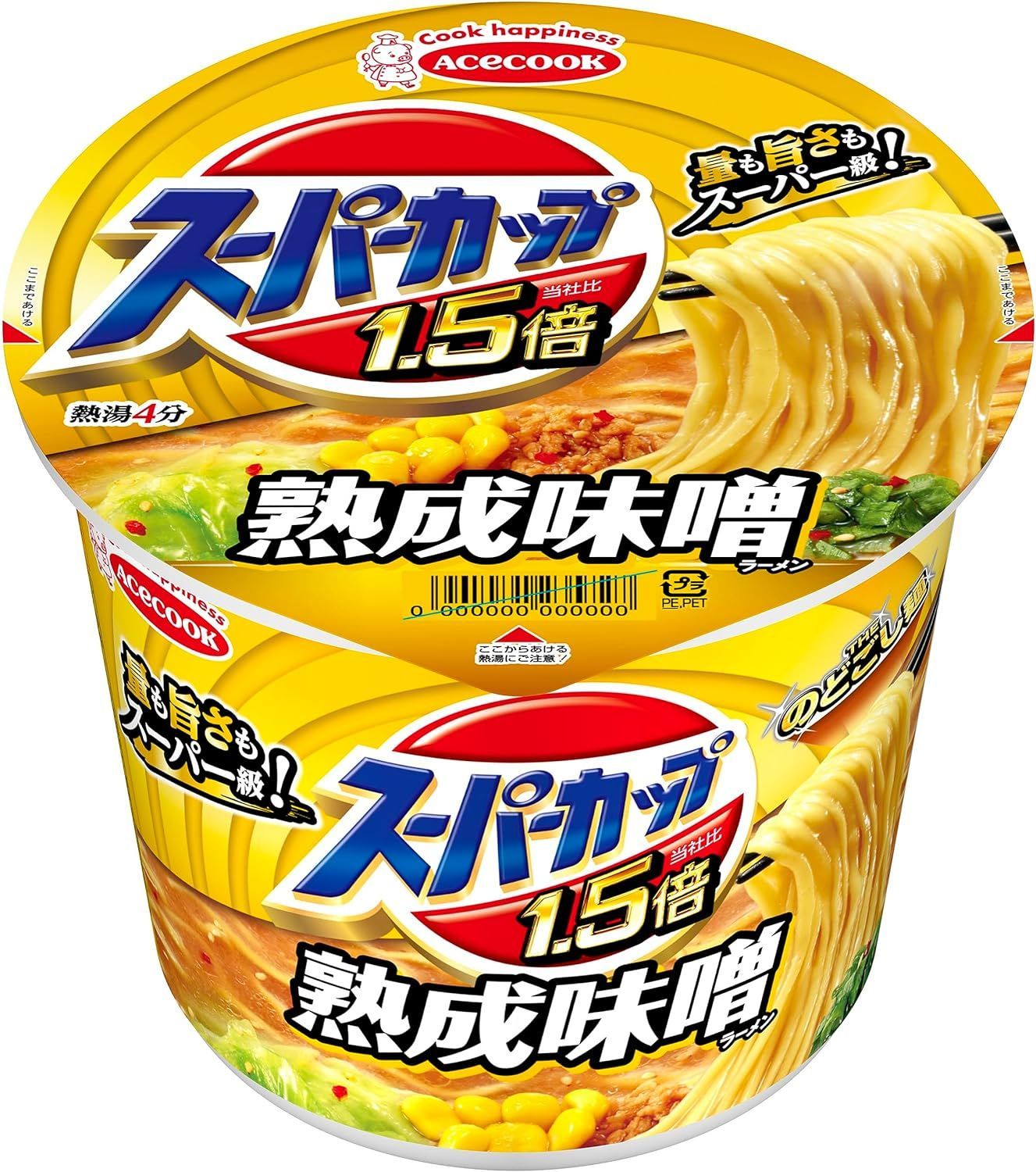 エースコック スーパーカップ1.5倍 みそラーメン ×12個