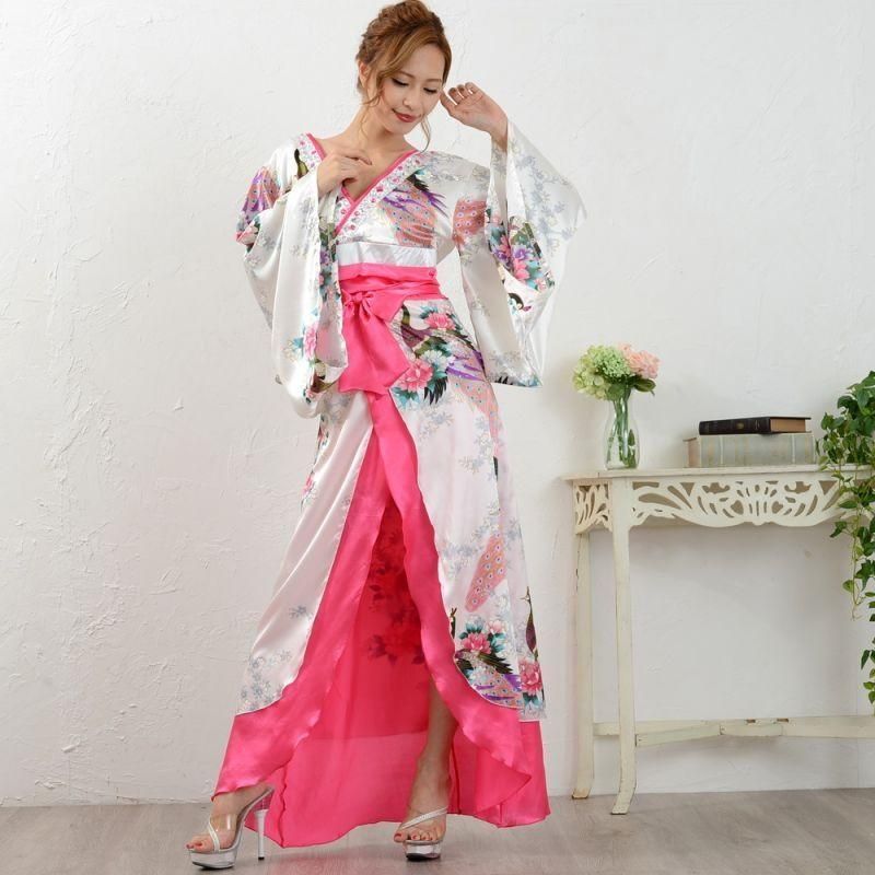 Amazon.co.jp: [LoveRich] ラブリッチ 総レース 花柄 豪華 帯 ロング 浴衣風 花魁 着物 ドレス コスプレ イベント  ハロウィン キャバドレス [1254] ピンク FREE : ファッション