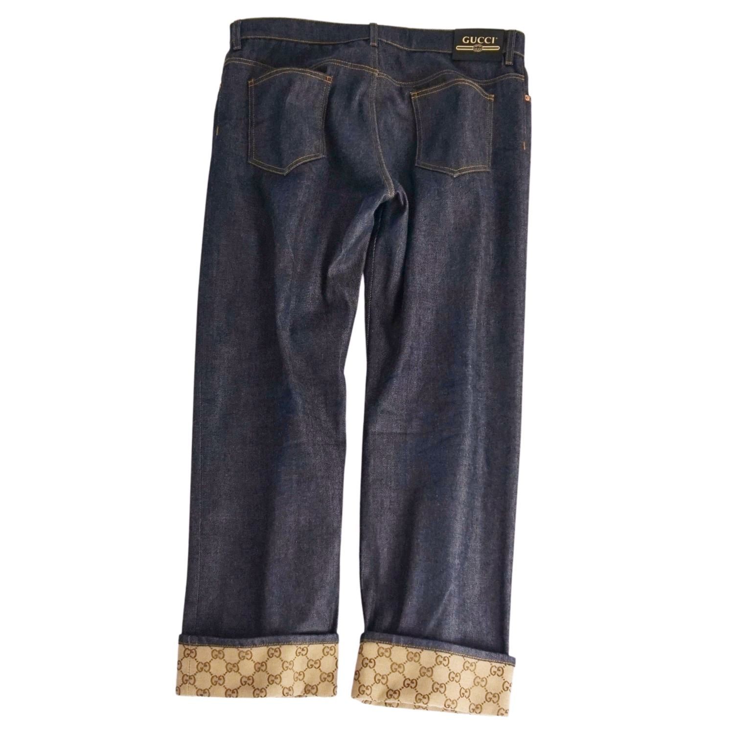 極美品 グッチ GUCCI デニムパンツ ジーンズ ロールアップ GGロゴ コッ 