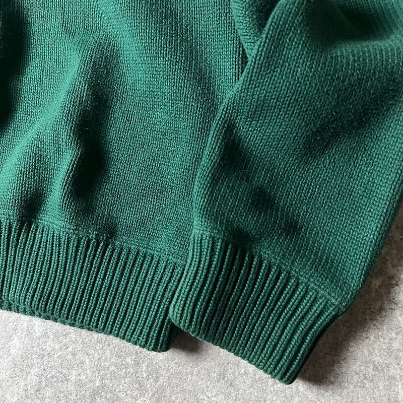 80s 黒タグ Eddie Bauer 無地 前V コットン ニット セーター XL / 80