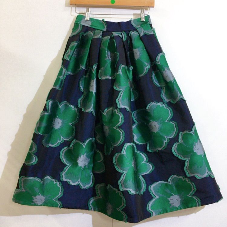 SHE Tokyo シートーキョー 花柄 ジャガードスカート ネイビー グリーン