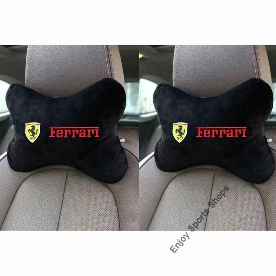 新品 フェラーリ Ferrari車用 ネックピローネックパッド クッション ヘッドレスト ネックピロー ドライブ 頸椎を保護する 疲労防止 2個セット