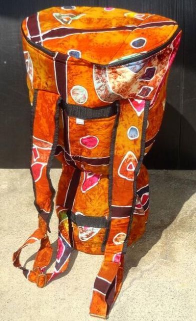 ジェンベ(ジャンベ)バッグ☆バティックモデル《Ｍグリーン》即決 送料無料硬質胴材ジャンベ（ジェンベ）Ｍ６《H.51cm〜No