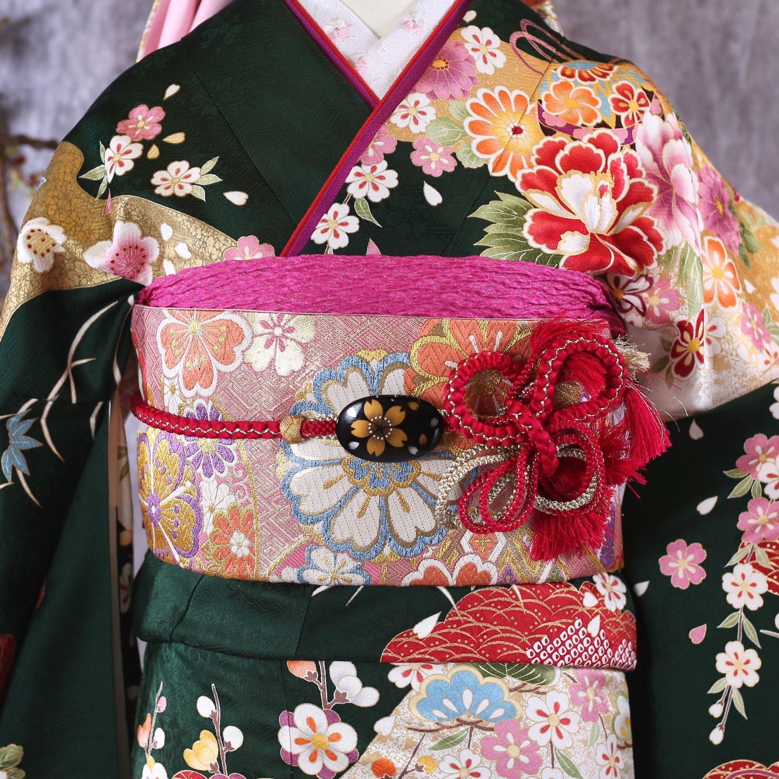 中古】振袖 7点フルセット 易い Mサイズ 振袖セット 振袖フルセット  