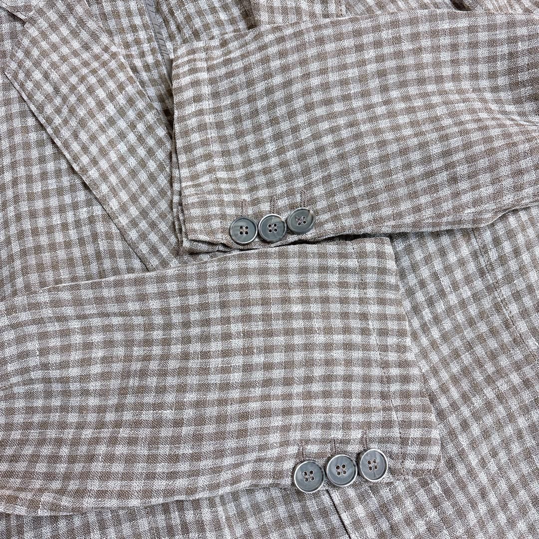 アルマーニ コレツィオーニ 麻混テーラードジャケット 50R チェック KANDAIZUMI_COM