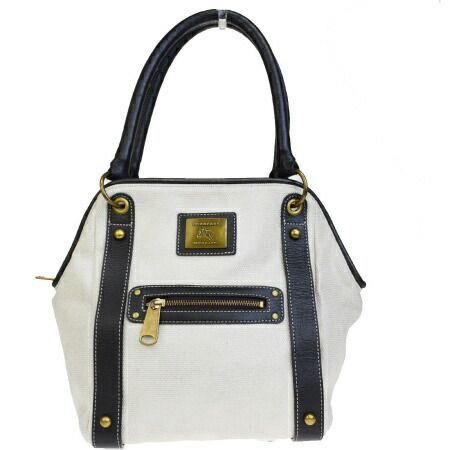【中古】 中美品 バーバリーブルーレーベル BURBERRY BLUE LABEL トートバッグ ショルダー ブラウン キャンバス レザー 01ES352