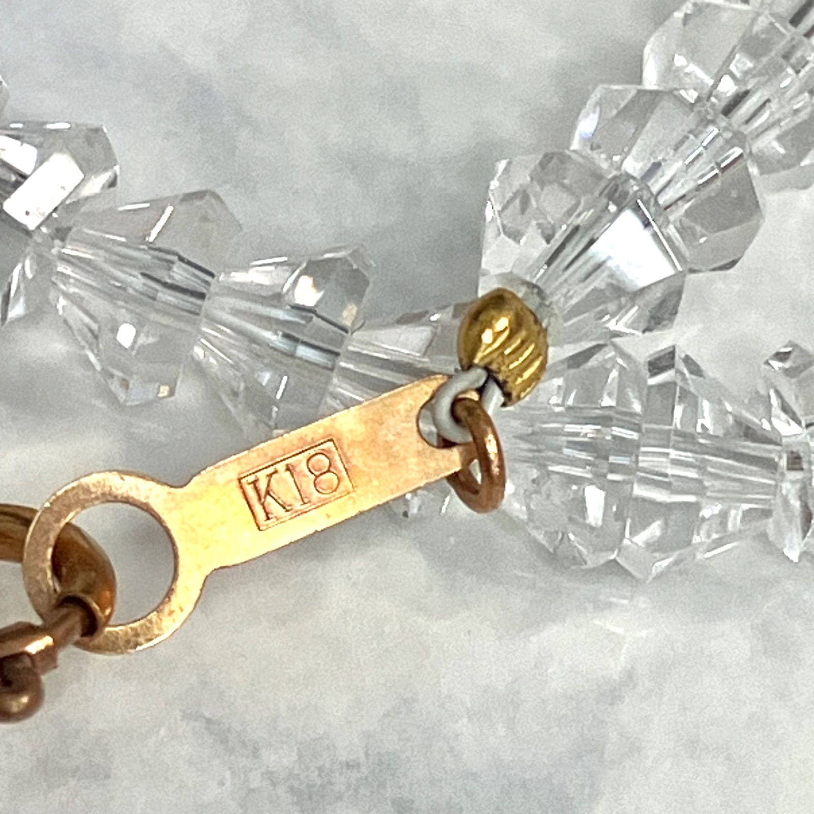 美品⭐️白水晶ネックレス】 使用貴金属 K18刻印 サイズ約4.5mm