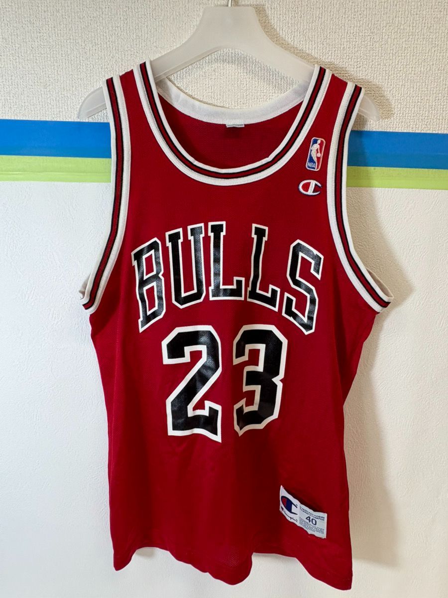 11318-014 90s シカゴ ブルズ ユニフォーム ジョーダン champion製 BD96 メンズ タンクトップ 古着 23 赤 レッド