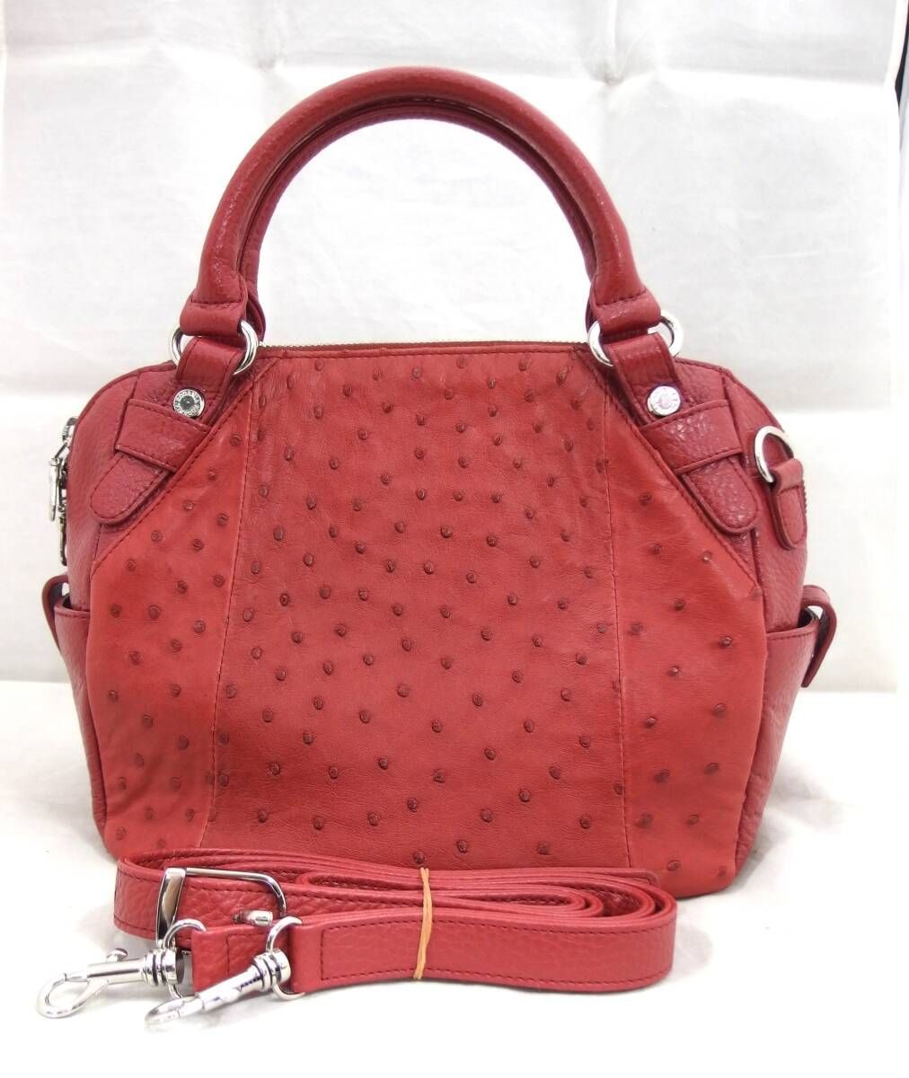極美品☆RODANIA ロダニア オーストリッチ カンパリレッド 2WAY