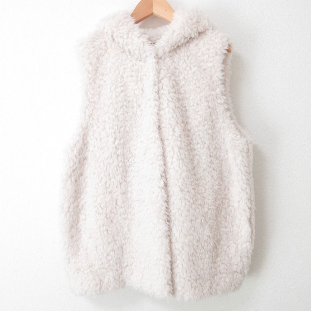 22AW yori ヨリ プードル フェイクファー フードジレ ベスト F ホワイト レディース 古着