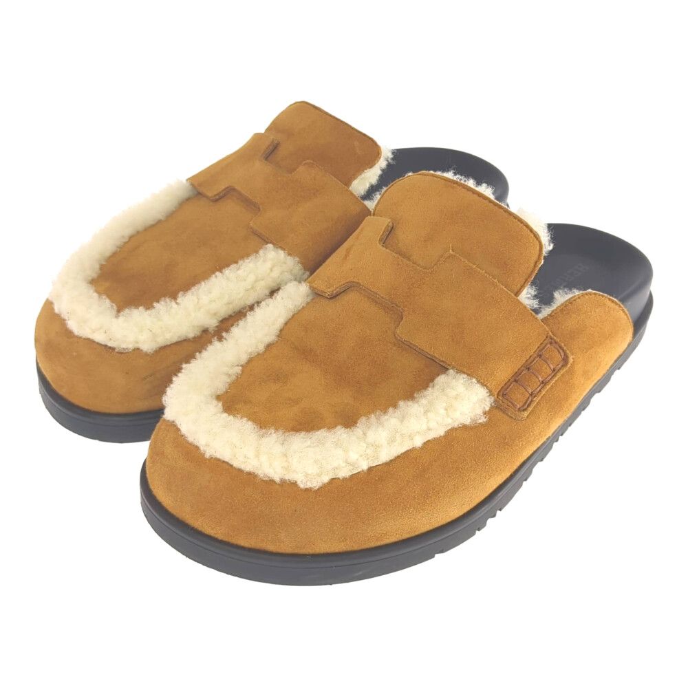 未使用品◎HERMÉSエルメスサンダル/ミュール/ゴー/ブラウン系/37ムートン HERMES エルメス ミュールゴー・サンダル 靴 ムートンサンダル