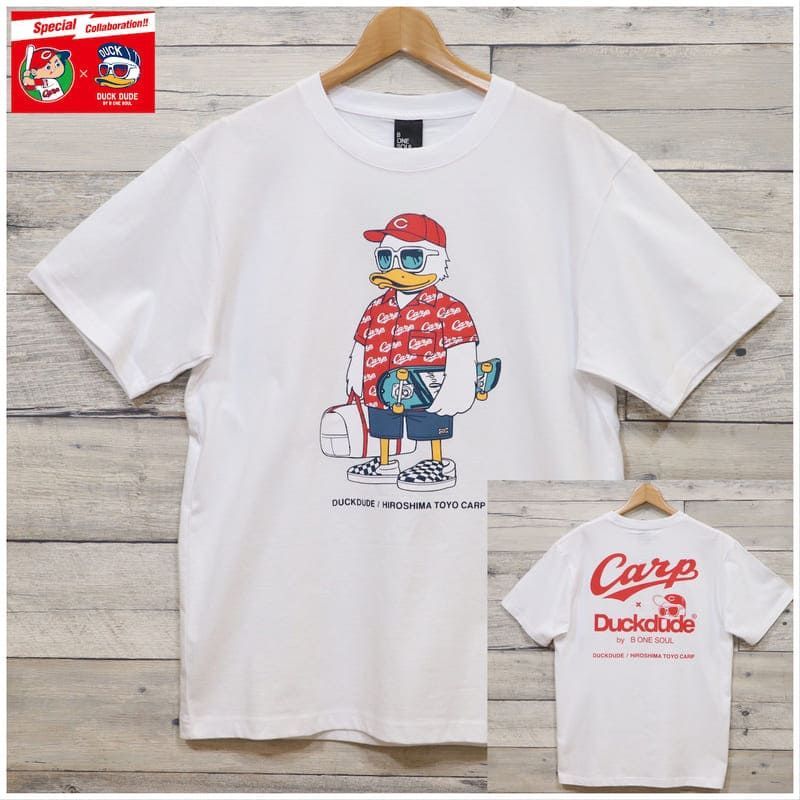 新品 メンズ 広島 東洋 カープ コラボ 半袖 Tシャツ Carp ダック