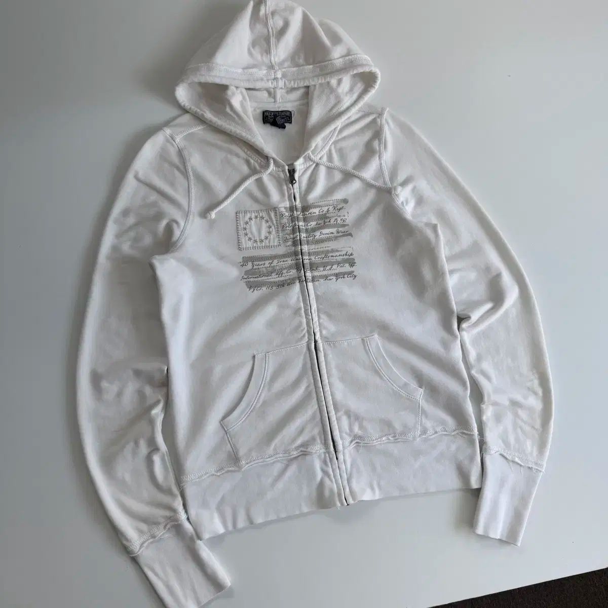 Polo Jeans ポロ ジーンズ 白 アメリカ国旗 フード ジップアップ