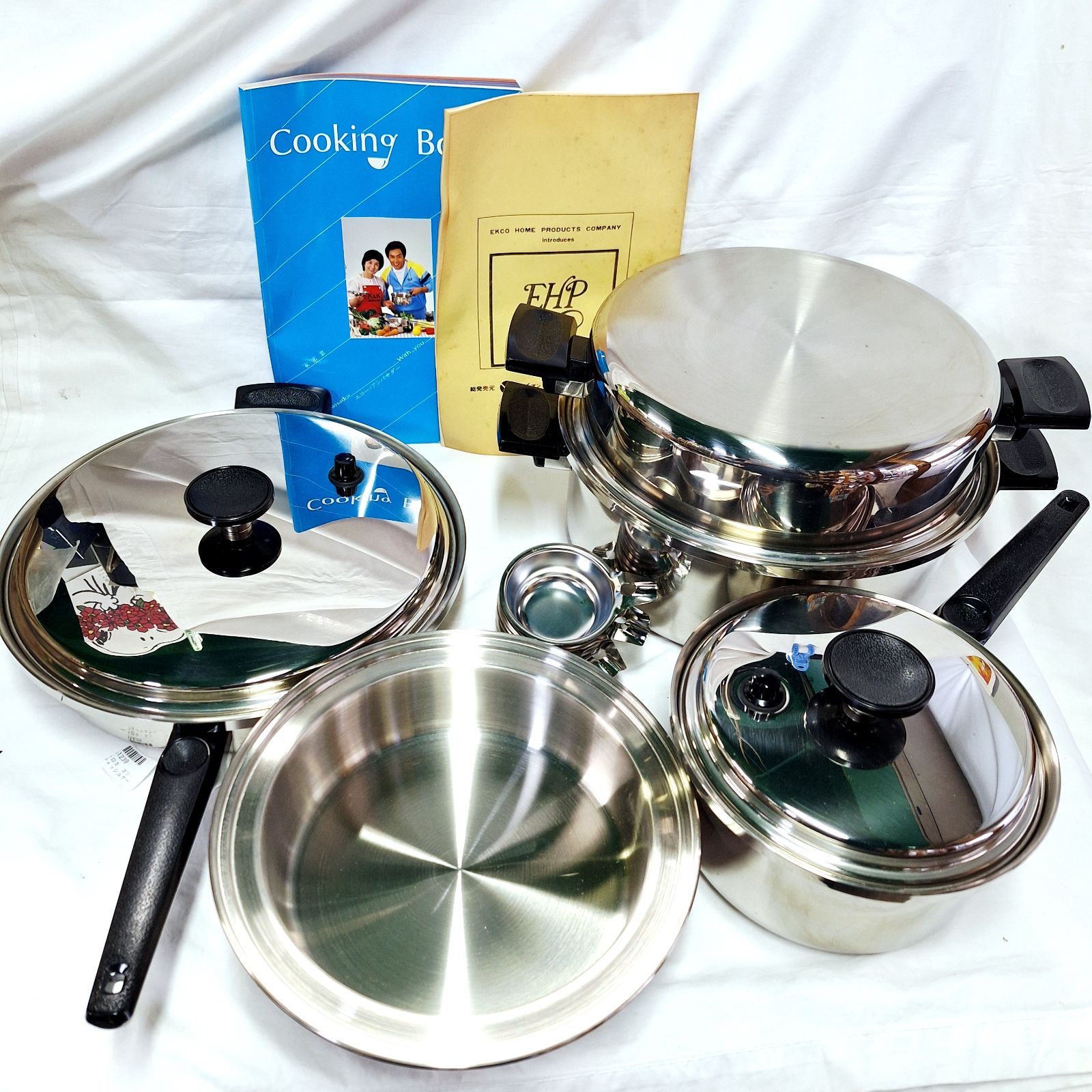 EHP EKCO Ambassador USA製 高級ステンレス鍋、蒸し器セット 未使用☆EKCO Home Products USA製 フライパン 鍋 蒸し器 高級