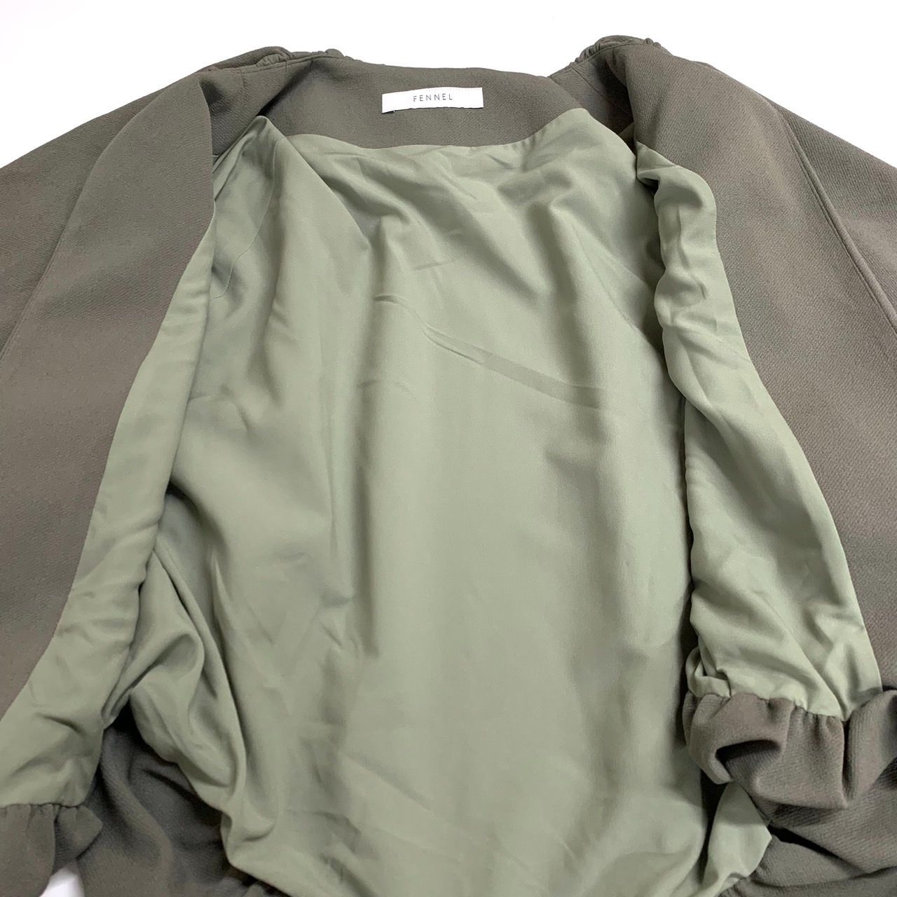 FENNEL】フェンネル/ノーカラーボリュームスリーブジャケット/9号/未