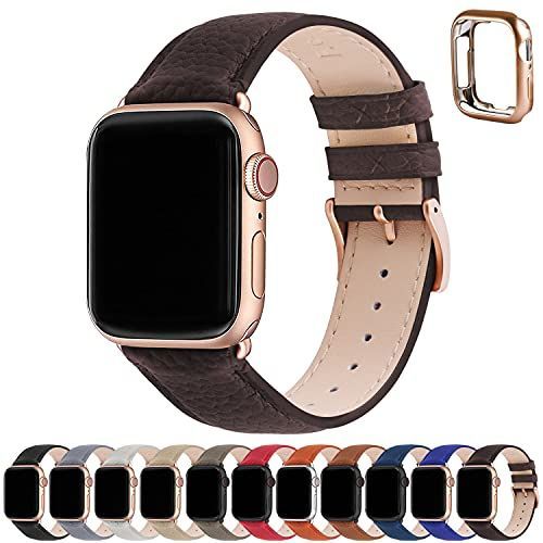 コーヒー+ローズゴールドバックル_38mm40mm41mm アップルウォッチ バンド Apple Watch バンド アップルウォッチベルト 本革 装着簡単 保護ケース付き レディース メンズ 123456789SESE2UltraUltra2シリーズ