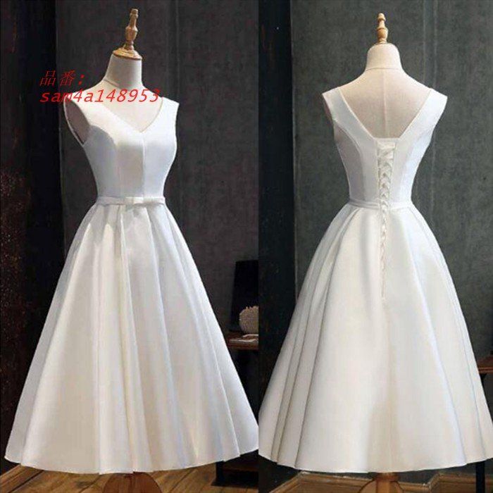 ミニ丈 ミモレ丈 ウェディグドレス 二次会 花嫁 パーティドレス 白 発表会 お呼びばれ 小さいサイズ おしゃれ ドレス 演奏会 結婚式 ワンピース am4a148953