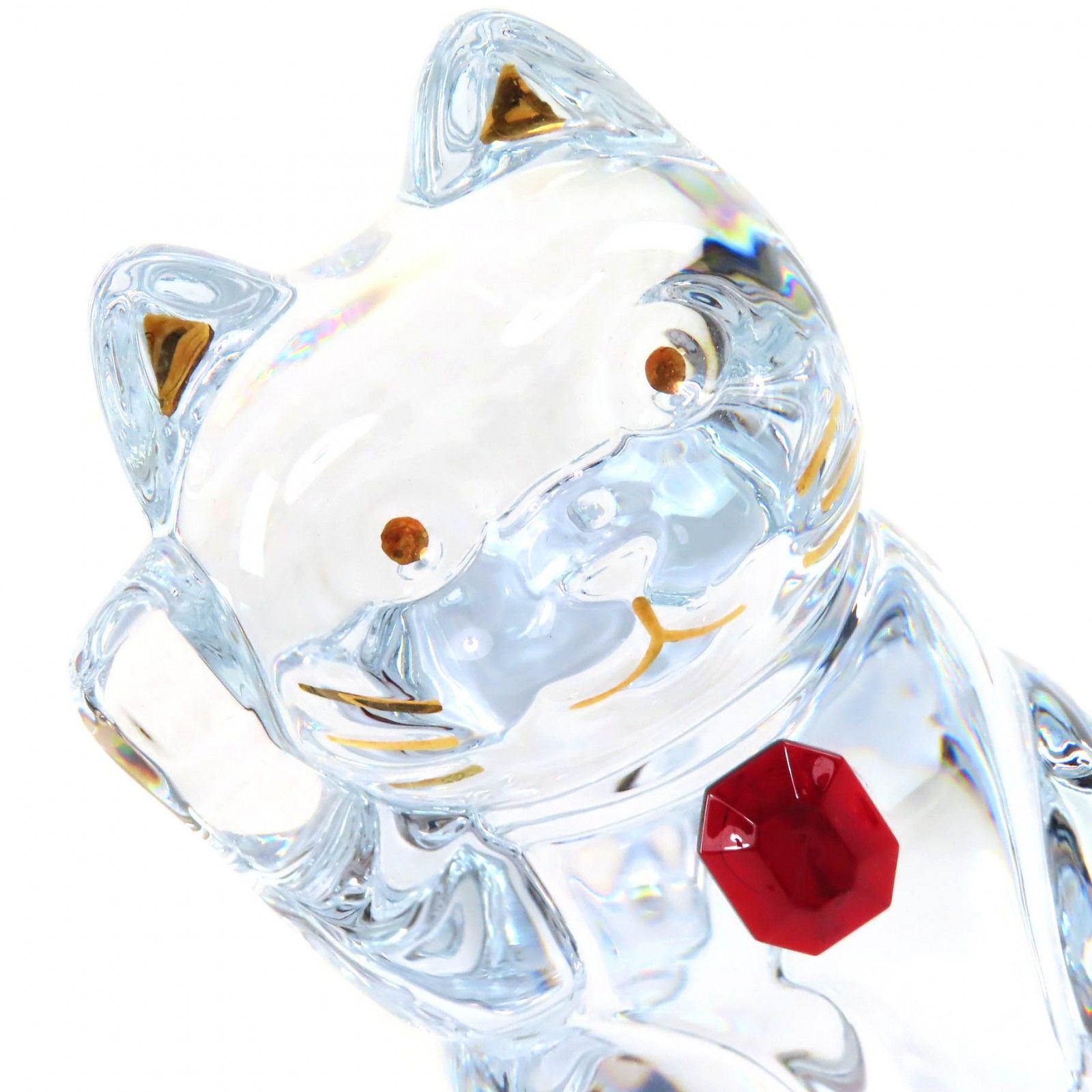 極美品△Baccarat バカラ ラッキーキャット 招き猫 レッドオクト