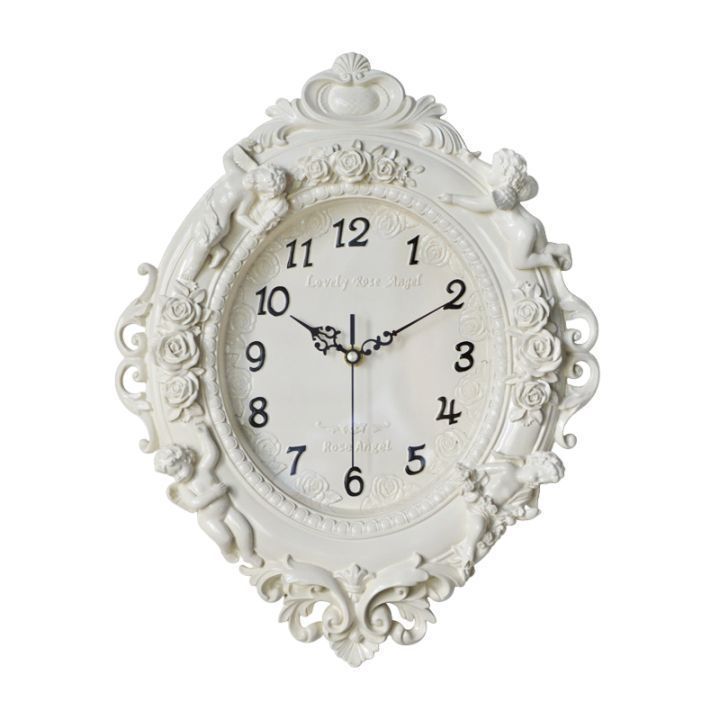 ウォール時計 壁掛け時計 オフホワイト クラシック インテリア 白い時計 樹脂 リビングルーム 壁掛け 壁時計 アートアクリル 時計 サイレント時計